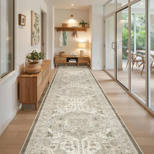 Miniatura 651 de Madane Tapete lavable de 2 x 10 pies para pasillo, cocina, recibidor, clásico, suave, antideslizante para interiores, casa de campo, baño, sala