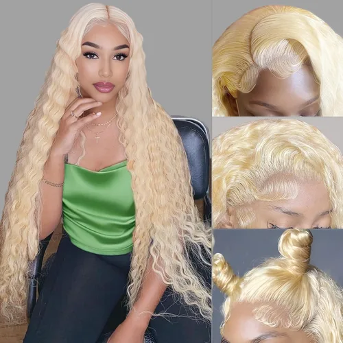 Miniatura 8 de ELISHEVA Peluca de cabello humano 613 con encaje frontal de 13 x 4, peluca de cabello humano rubio 613 de 20 pulgadas, pelucas de encaje frontal
