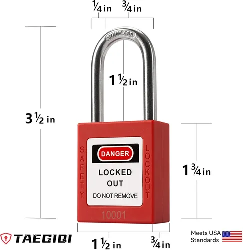 Miniatura 2 de Cerraduras de bloqueo con núcleo de latón, con llave diferente, 10 cerraduras de loto rojas, candados de seguridad compatibles con OSHA para kits