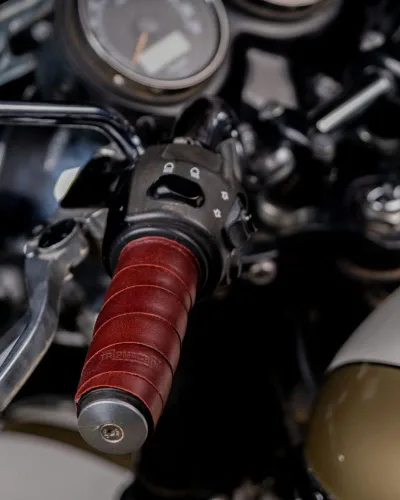 Miniatura 2 de Trip Machine Company Fundas de cuero para manillar de motocicleta, cubiertas universales de agarre del acelerador con cinta adhesiva 3M, accesorios