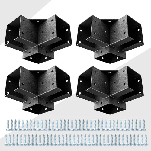 Eapele Kit de pérgola Soportes de esquina para postes de madera de 4x4 (3.5 pulgadas x 3.5 pulgadas), acero recubierto en polvo, ángulo de 90° de 3