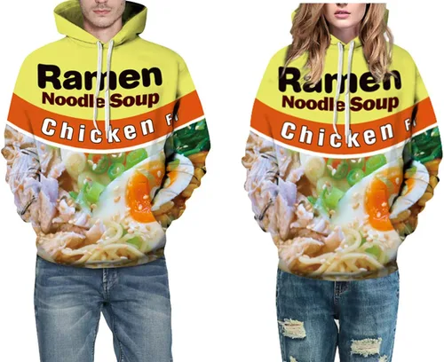 Miniatura 4 de Keasmto Sudadera con capucha 3D Ramen Chicken Noodle Soup para hombres y mujeres de algodón lindo