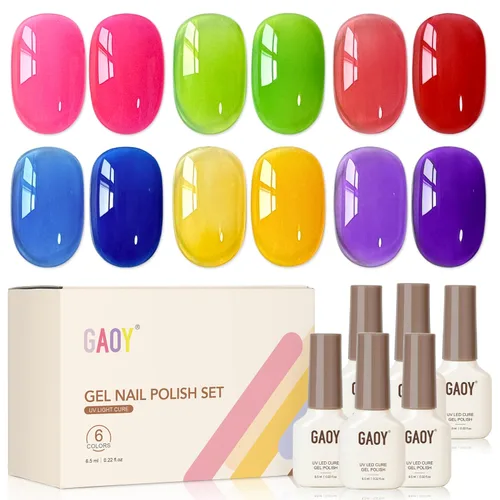 Miniatura 21 de GAOY Berry Collection - Esmalte de uñas en gel, color rosa intenso, borgoña, rojo, cereza y magenta, kit de esmalte de uñas para manicura de salón