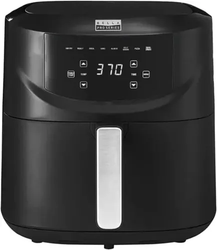 Bella PRO - Freidora de aire con pantalla táctil de 8 cuartos de galón con cesta dividida, color negro mate