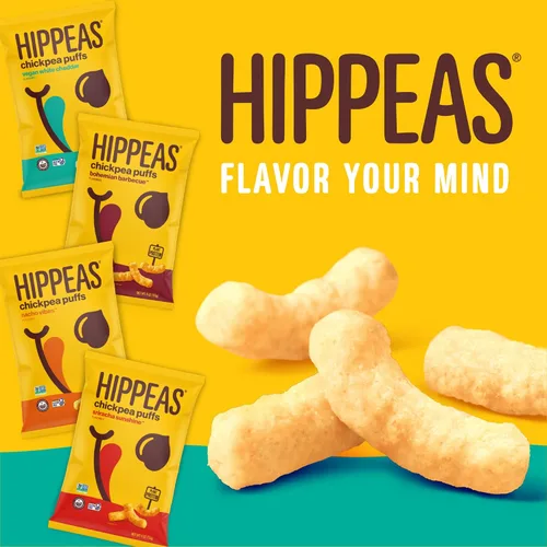 Miniatura 3 de Hippeas Chickpea Puffs, Cheddar blanco vegano, 1.5 onzas (paquete de 1), 0.25 onzas de proteína, 0.11 onzas de fibra, vegano, sin gluten