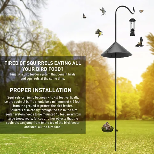 Miniatura 5 de EasyGo Product Pastor gancho a prueba de ardillas, comedero para pájaros silvestres, estación de pájaros salvajes con recubrimiento en polvo, poste