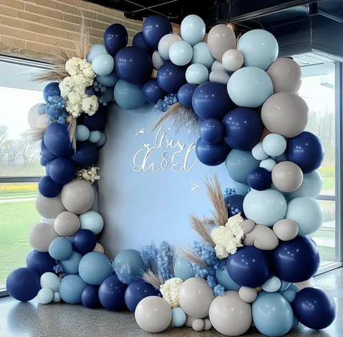 Miniatura 9 de Navy Blue Black Gold Balloon Arch Kit - Double Stuffed Dark Royal Blue Matte Black Balloon Garland with Metallic Gold for 2026 Graduation Men's