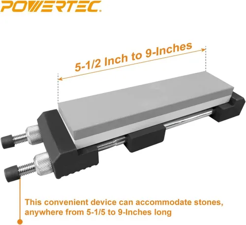 Miniatura 8 de POWERTEC Soporte para piedra afiladora – Soporte ajustable para piedra afiladora de 5.5" a 9", base de goma antideslizante para afilado seguro
