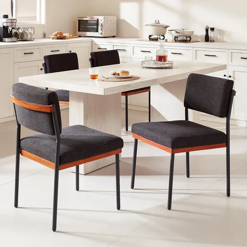 Miniatura 10 de Juego de 2 sillas de comedor modernas, sillas de cocina con cojines gruesos y almohadillas ajustables, sillas de comedor tapizadas de piel sintética