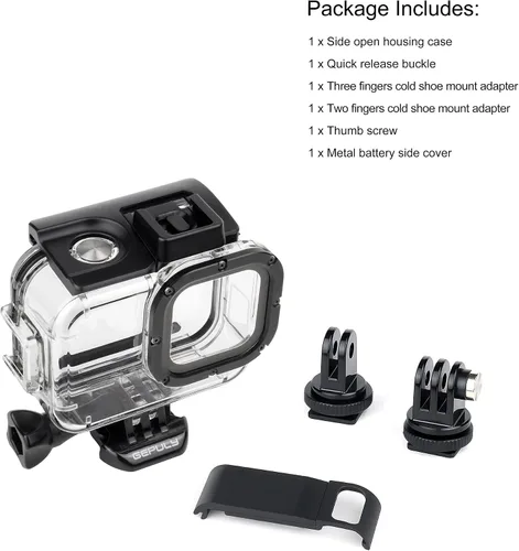 Miniatura 8 de GEPULY Carcasa de esqueleto con protección lateral abierta con USB de aluminio Pass Through Cubierta de puerta lateral para GoPro Hero 9 10 11 12 13