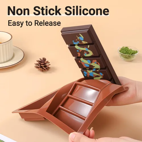 Miniatura 2 de FUNBAKY Dubai Molde de silicona para barra de chocolate, cavidades de 1 pulgada de profundidad, molde grande y grueso, ideal para rellenar chocolate