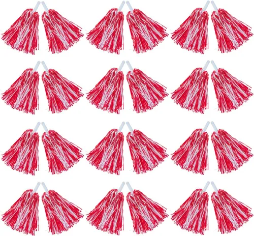 Miniatura 13 de Hooshing 12/24/80 PCS Pompones de Animadoras Deportivos con Espíritu Pompones de Animación de Plástico con Asas para Niños Adultos Equipo Fiesta Rosa