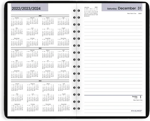 Miniatura 5 de AT-A-GLANCE Agenda diaria 2023, DayMinder, 5 x 8 pulgadas, pequeña, programación abierta, piel sintética, negro (SK4600)