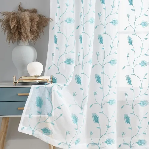 Miniatura 117 de Cortinas para ventana cortinas blancas traslúcidas de 90 pulgadas de largo, 2 paneles de cortinas de tul, paneles de ventana para cortinas de Blanco