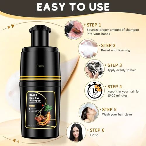 Miniatura 3 de IIIMEIDU Champú para teñir el cabello negro 3 en 1, champú para colorear el cabello natural para cabello gris, tinte para el cabello para mujeres