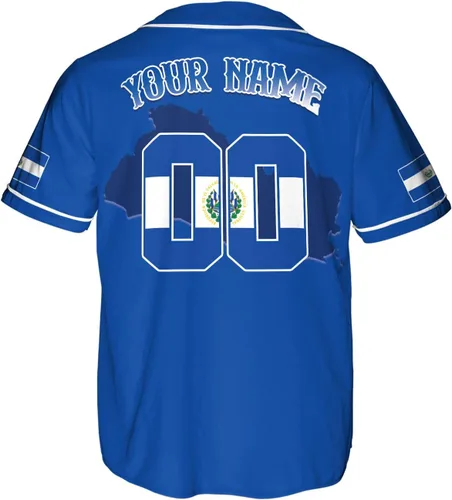 Miniatura 6 de Camiseta de béisbol de El Salvador personalizada,Camiseta personalizada con la bandera salvadoreña,Orgulloso Jersey Salvadoreña,Jersey del orgullo
