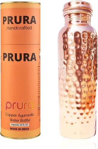 Miniatura 10 de Botella de agua de cobre con estampado puro, a prueba de fugas, recipiente de cobre ayurvédico para deportes, gimnasio, aire libre, yoga, beneficios