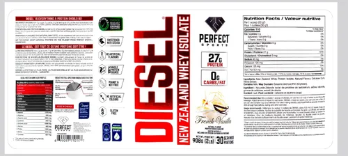 Miniatura 8 de PERFECT SPORTS Diesel 100% aislado de proteína de suero de Nueva Zelanda Endulzado con stevia, sin ingredientes artificiales, apto para dieta Keto