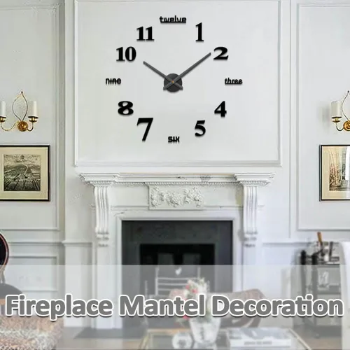 Miniatura 8 de Mintime Reloj de pared moderno sin marco, grande, 3D, números de espejo para decoración de oficina en casa Negro