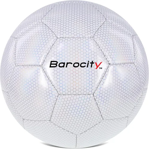 Miniatura 19 de Balón de fútbol premium para niños y niñas, balón oficial de partido con patrón hex arcoíris reflectante, duradero, para interiores, exteriores, Azul