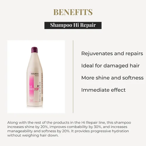 Miniatura 3 de SALERM - Champú reparador - Champú Hi Repair - 33.8 fl oz - Hidratación profunda para cabello dañado - Repara y rejuvenece - Cabello más brillante