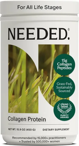 Needed. Polvo de proteína de colágeno hidrolizado | Respaldado por expertos y de origen limpio | Apoya la piel, cabello, articulaciones | Alimentado