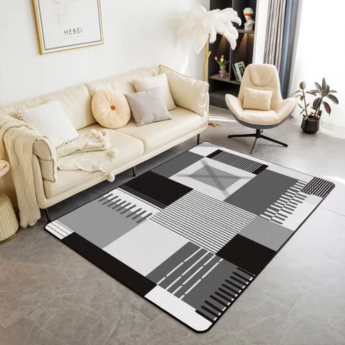 Miniatura 30 de jejeloiu Alfombra de decoración de mármol negro y dorado, alfombra para sala de estar, dormitorio, para niños, niñas, adolescentes, decoración