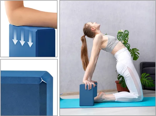 Miniatura 3 de EXERZ Bloques de yoga, paquete de 2, bloques de gimnasio, ladrillos de entrenamiento de fitness, soporte de mano elástico para pilates