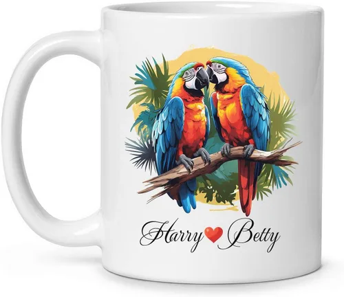 Miniatura 16 de Tazas de café blancas coloridas personalizadas de loro de 11 oz 15 onzas regalo para los amantes de los loros, regalos de taza de viaje de loro