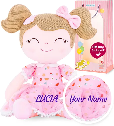 Miniatura 8 de Gloveleya Personalized Curly Doll with Your Name - Cute Custom Pink Soft Plush Doll for Girls Plush Doll Customized Gifts Rizado rosa