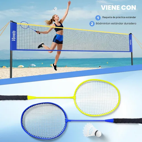Miniatura 5 de Juego de bádminton, sistema portátil antiempañamiento para exteriores, red duradera oficial de 20 x 5 pies, fácil de instalar, con 4 raquetas, 3