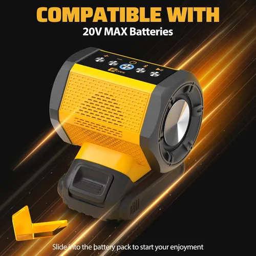 Miniatura 2 de Altavoz Bluetooth apto para batería DeWALT de 20 V Max con carga USB-A/C para campamento y fiestas (batería no incluida)