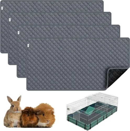 Miniatura 13 de Forro de Jaula para Cobayas, 150x79 cm 2 Pack Ropa Lavable para Cobayas, Impermeable Reutilizable y Antideslizante, Almohadilla Súper Absorbente Gris