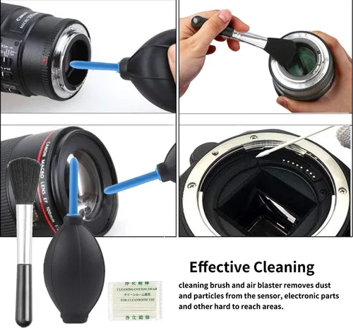 Miniatura 5 de Kit profesional de limpieza de cámaras DSLR con hisopos de limpieza APS-C, paños de microfibra, bolígrafo de limpieza de cámara, para lente