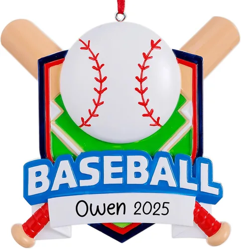 Miniatura 7 de Adorno de Navidad personalizado de béisbol 2026 Guante de béisbol con estrella dorada para árbol de Navidad – Regalo único de recuerdo