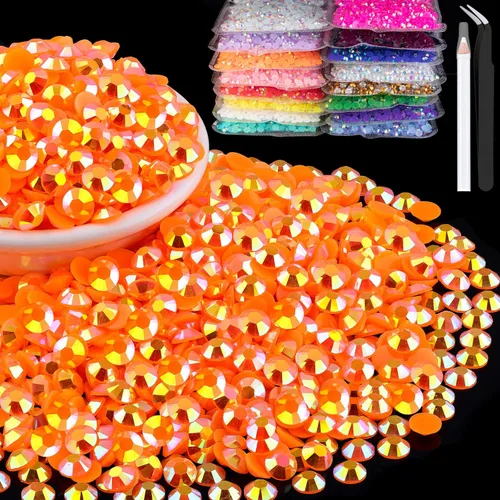 Miniatura 33 de 15000 diamantes de imitación de resina de 0.079 pulgadas a granel, diamantes de imitación de gelatina redondos negros con parte trasera plana, gemas
