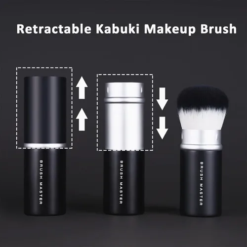 Miniatura 2 de Brocha de maquillaje retráctil Kabuki para rubor, bronceador, base, polvo, cepillo cosmético facial de viaje Negro