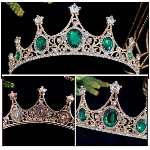 Miniatura 7 de Beaupretty Tiaras y corona para mujer con diamantes de imitación para boda, diadema de novia, disfraz de Halloween, color rojo, 1 recuento