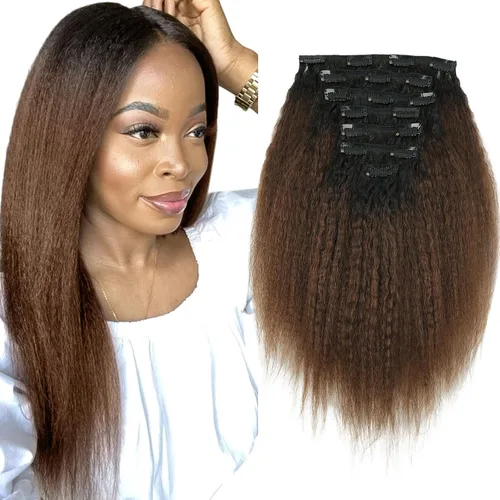 Miniatura 11 de Sassina - Extensión de pelo humano lacio con ondas, con clip, 8A, doble trama, italiano, grueso, extensiones de 10-22 pulgadas, 4.23 oz, 7