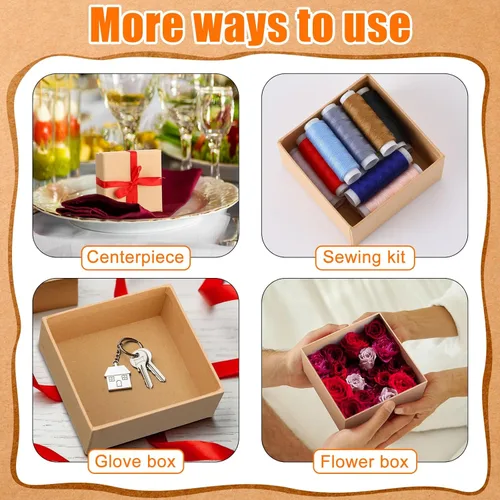 Miniatura 6 de Geyee 48 cajas cuadradas de papel maché, pequeña caja de regalo con tapa de 3.9 pulgadas, cartón anidable, cajas vacías para niños y adultos