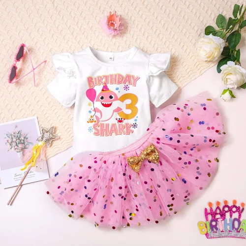 Miniatura 3 de Abbence Conjunto de faldas de cumpleaños de tiburón para bebé niña