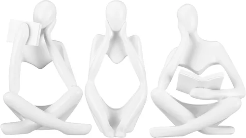 Miniatura 8 de CYYKDA Decoración para estantería Estatua del pensador negra Figuras Set de 4 - Decora tu hogar, oficina o estantería con esculturas de arte