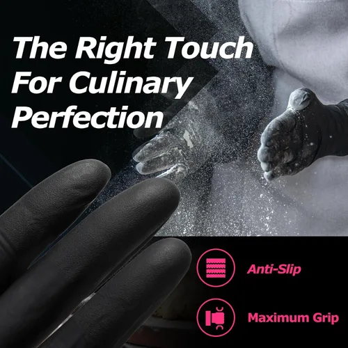 Miniatura 4 de MAMISON Black Nitrile Disposable Gloves, Powder-Free, Latex-Free, 4 Mil, 100 Count, Food Safe, BBQ, Kitchen, Cooking