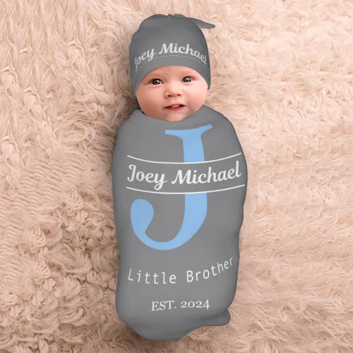 Miniatura 5 de Mantas de bebé personalizadas para niña y niño con nombre, manta personalizada para niñas y niños, regalos para envolver al bebé recién nacido Intial