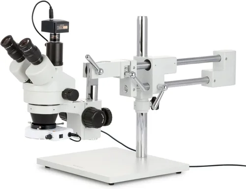 AmScope SM-4T-80S-M Microscopio Digital Profesional Trinocular Estéreo Zoom, WH10x Oculares, Aumento 7X-45X, Objetivo de Zoom 0.7X-4.5X, Anillo de