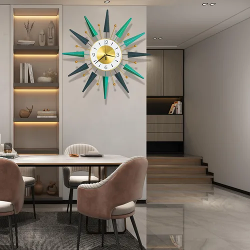 Miniatura 8 de Reloj grande silencioso de mediados de siglo sin tictac, reloj de pared grande de 23.6 pulgadas decorativo de metal, decoración moderna