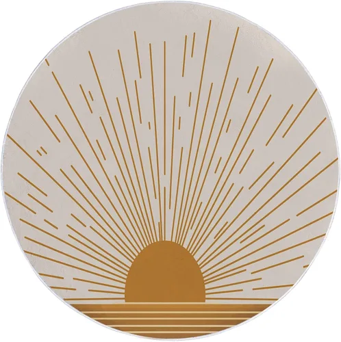 Miniatura 6 de Bath Mat Round Rug 2 ft, Boho Sun Line Mandala Washable Circular Rugs, Non Slip Absorbent Beige Circle Area Carpet for Kitchen Living Room Bedroom