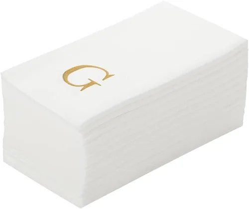 Miniatura 51 de Luxenap Toallas de invitados de tacto de lino de 15.8 X 7.9 pulgadas, 50 toallas de mano con letras - Letra dorada "S", fuente sans serif