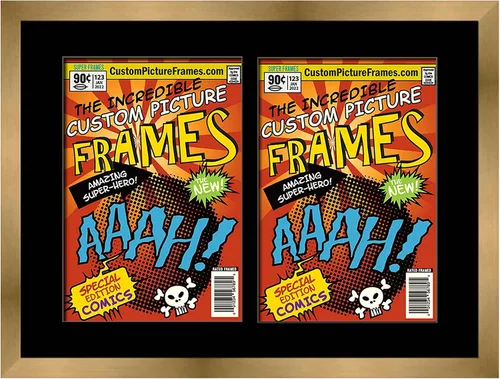 Miniatura 48 de Marco de cómic negro con alfombrilla negra para cómics de la Edad Dorada