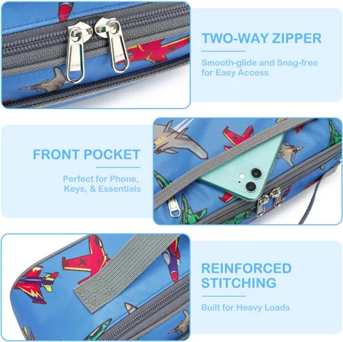 Miniatura 5 de FlowFly Lonchera para niños, bolsa suave aislada, mini hielera para el regreso a clases, kit de bolsa térmica para comidas, para niñas, niños, Avión